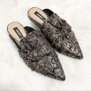 DKNY Metallic Pier Brocade Knotted Bow Mules 6
